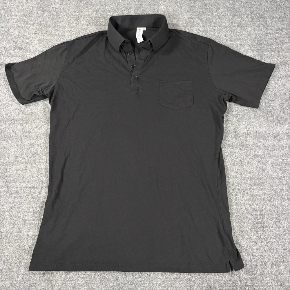 State & Liberty Polo Shirt Mens XL Black Cotton 4 Way Stretch Athletic Fit